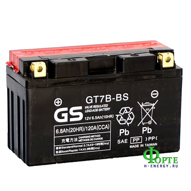 мотоаккумулятор gs battery taiwan co., ltd. (yuasa) gs gt7b-bs