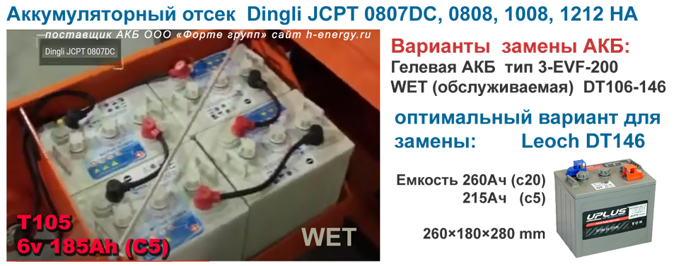 фото аккумуляторы для подъемников DINGLE JCPT0807AC, JCPT0808HA, JCPT1008, JCPT1012, JCPT1208, JCPT1012, JCPT1412 HA