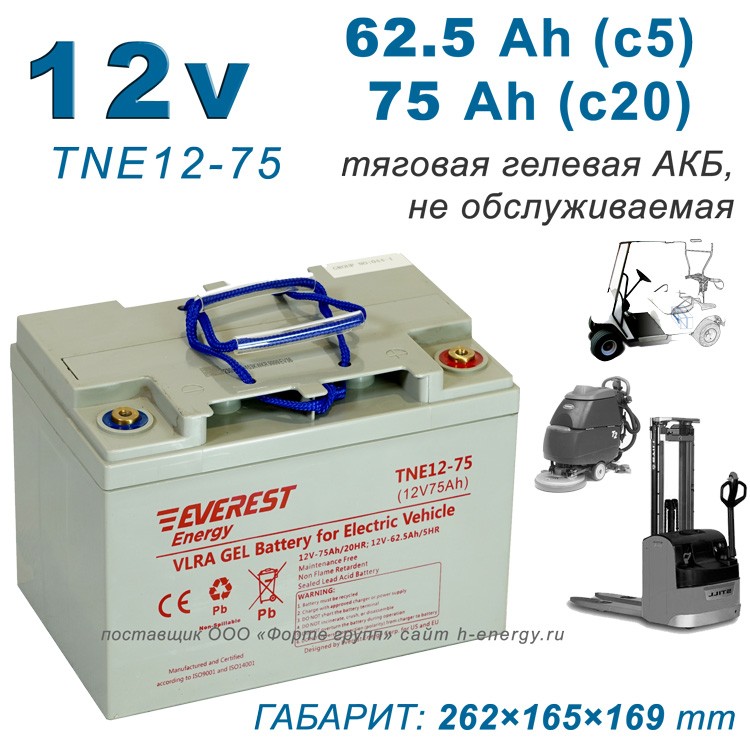 тяговая батарея Everest TNE 12-75