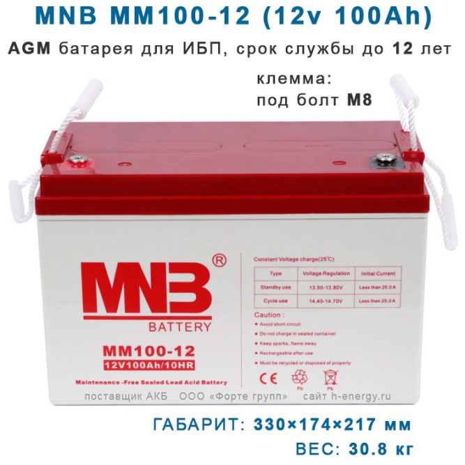 MNB MM100-12  (12v 100Ah) AGM