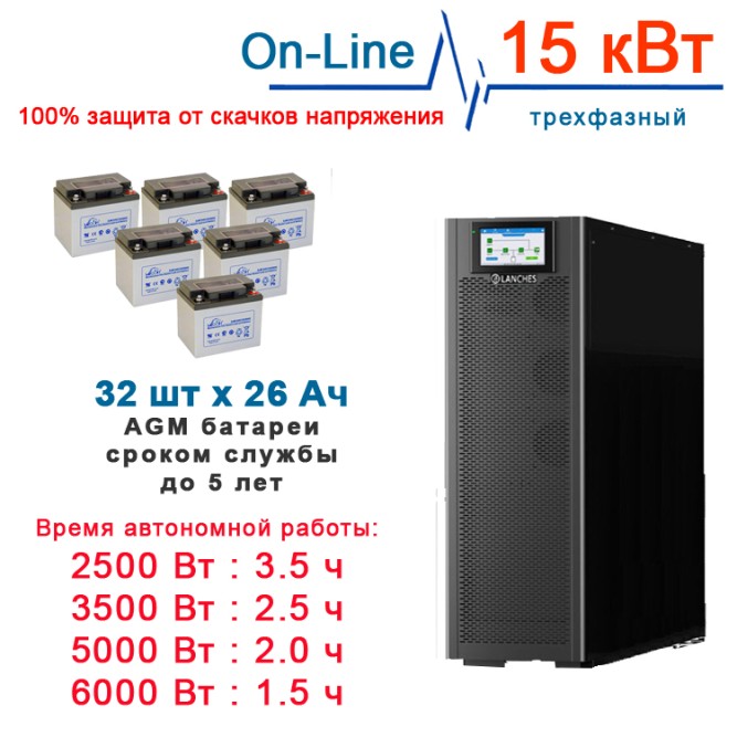 ИБП 15кВт On-Line + 32×26Ah Star
