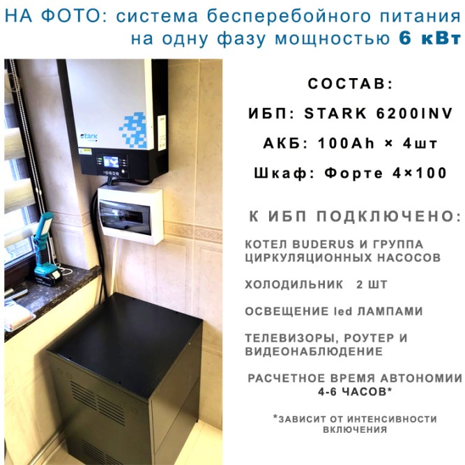 на дом Stark 6200 INV (On-Line) с 4х100Ah АКБ