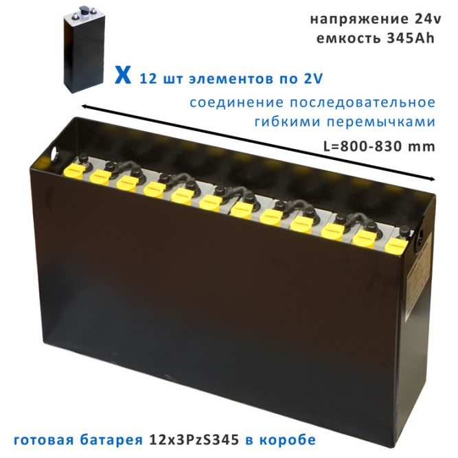 12×3 PzS 345 аккумулятор 24v 345Ah