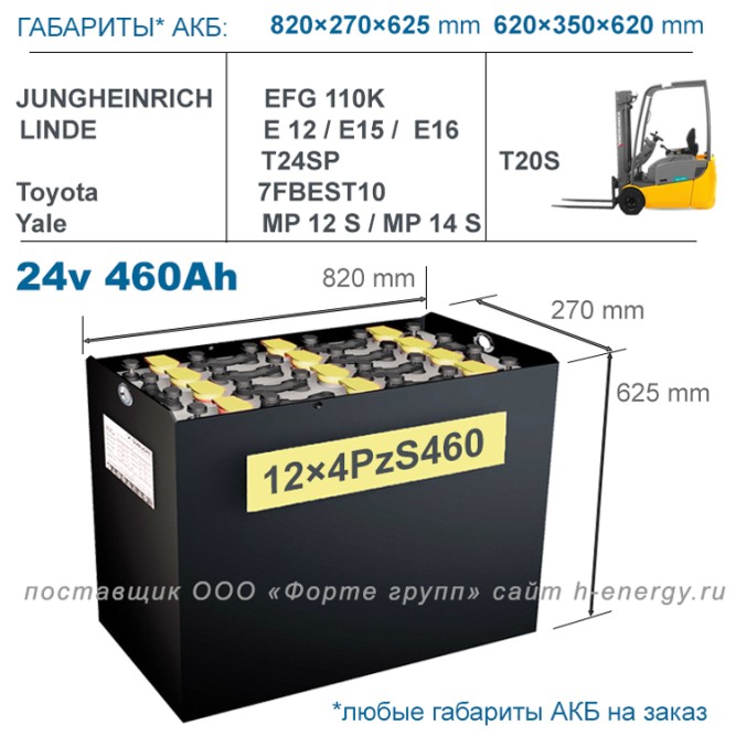 12×4 PzS 460 аккумулятор 24v 460Ah