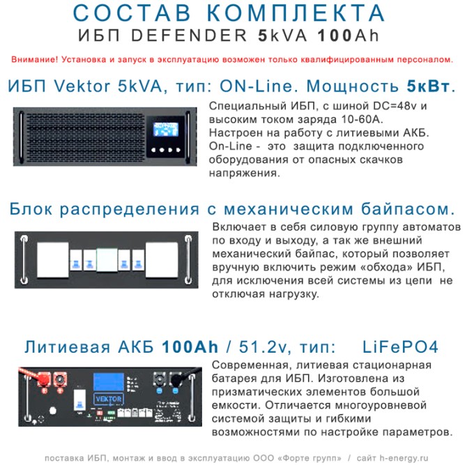 ИБП DEFENDER 3U 5/100  (5кВт, 100Ah)
