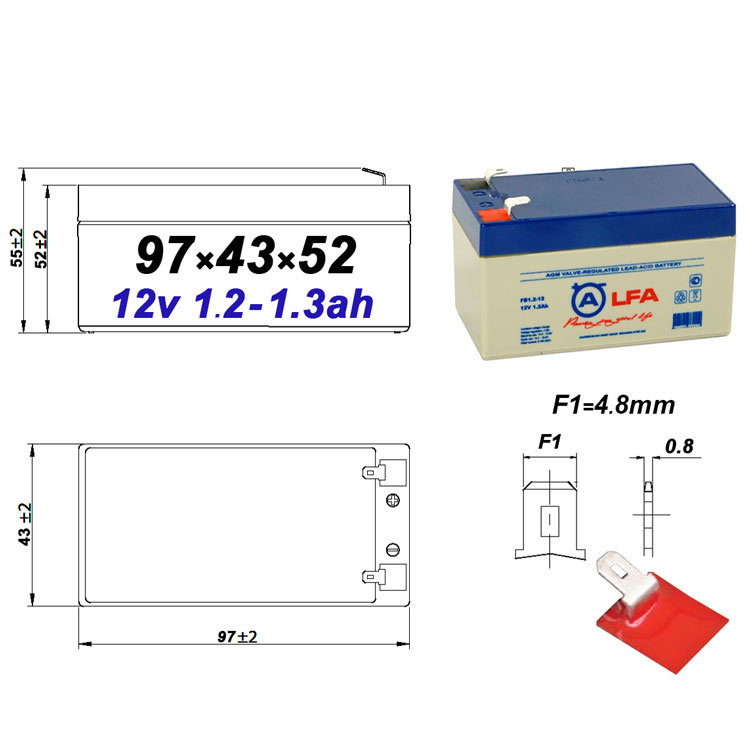 FB 1.2-12 размеры АКБ  