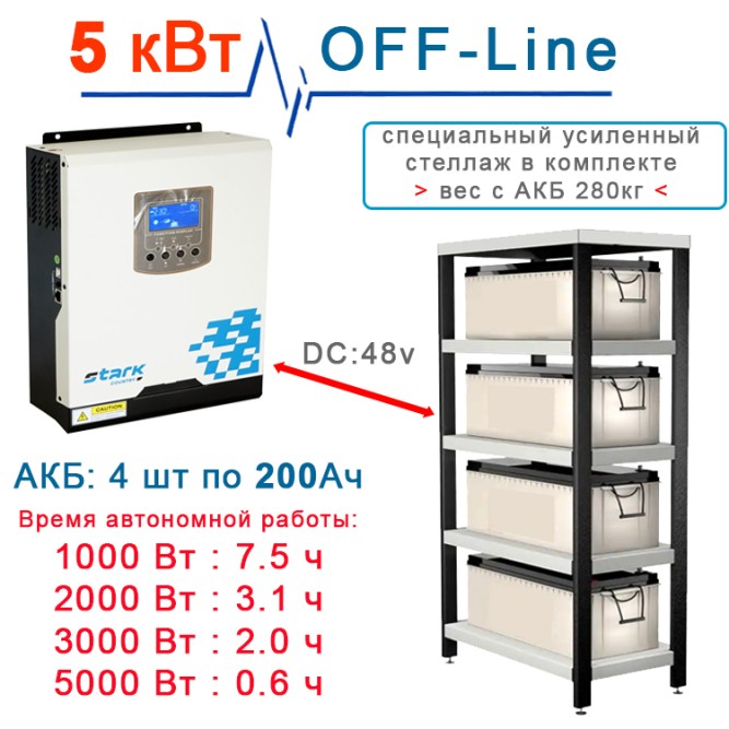 на дом Stark 5000 INV с 4х200Ah Ventura