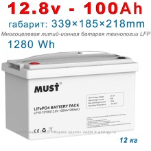MUST LP15-12100 (12.8В, 100 Ач, LiFePO4)