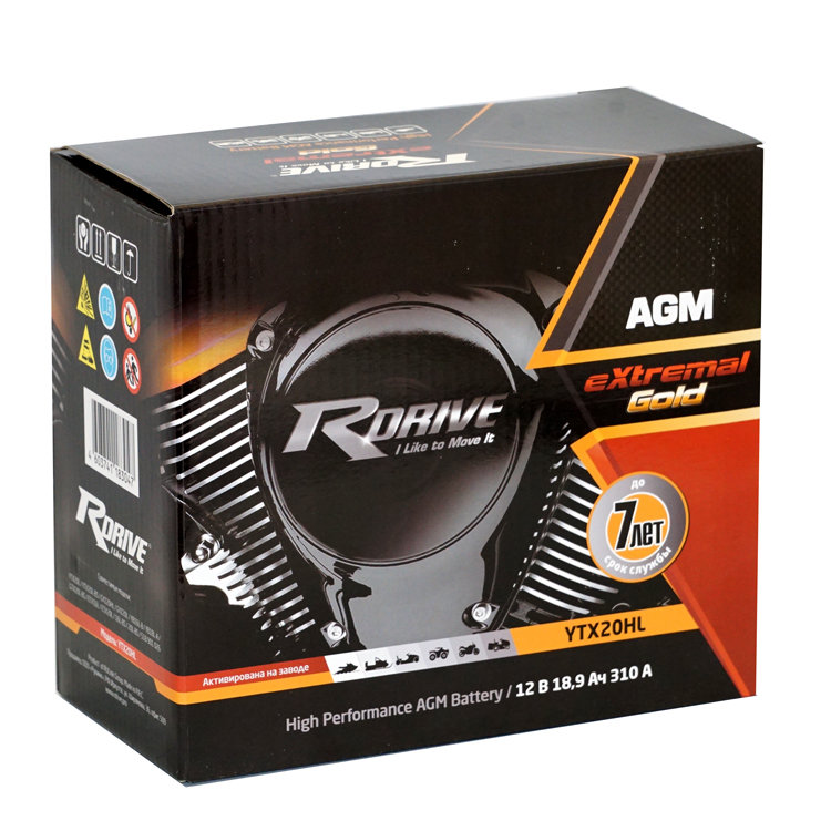 RDrive Gold YTX20HL ток 310А, стартерный АКБ для мототехники и скутеров.