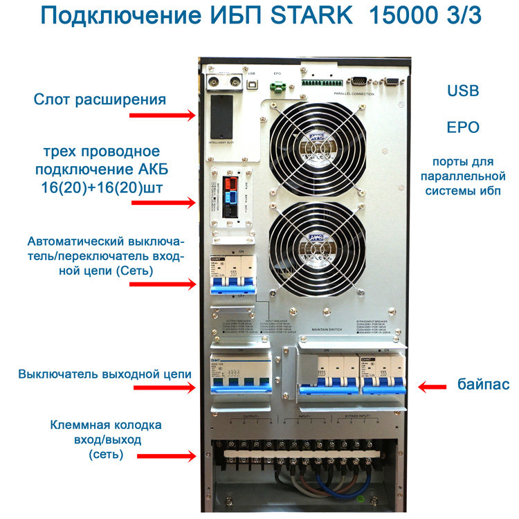 Подключение ИБП STARK COUNTRY ONLINE 15000 3/3