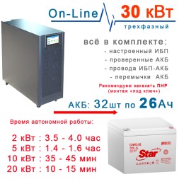 ИБП 30кВт Lanches + 32×26Ah Star