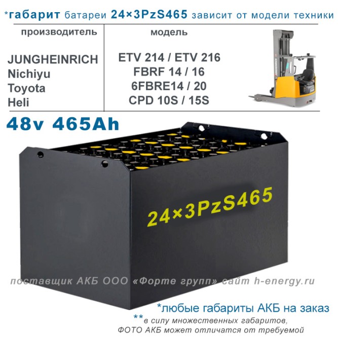 24×3 PzS 465 аккумулятор 48v 465Ah