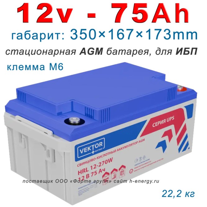 Vektor HRL 12-270W (12v 75Ah)