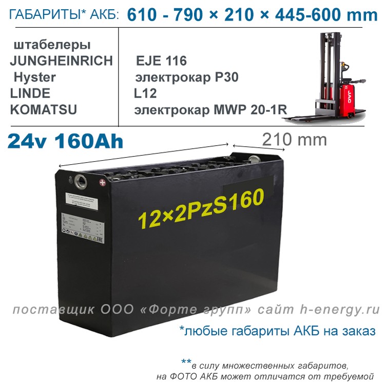 Аккумулятор 12x2PzS160 для штабелера