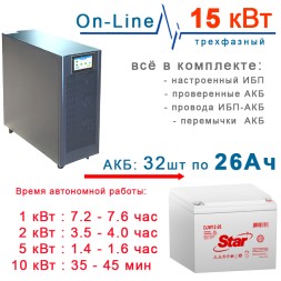 ИБП 15кВт East + 32×26Ah Star