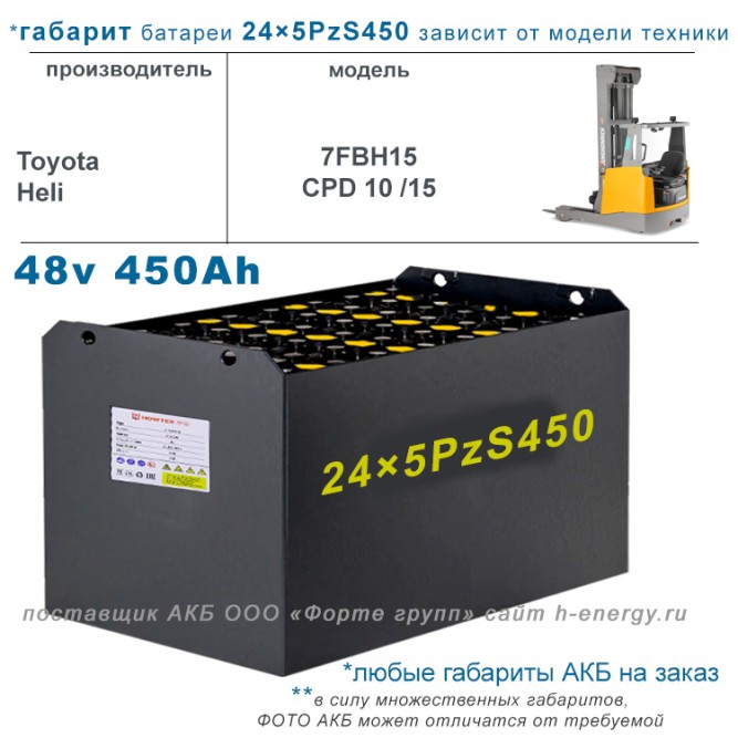 24×5 PzS 450 аккумулятор 48v 450Ah