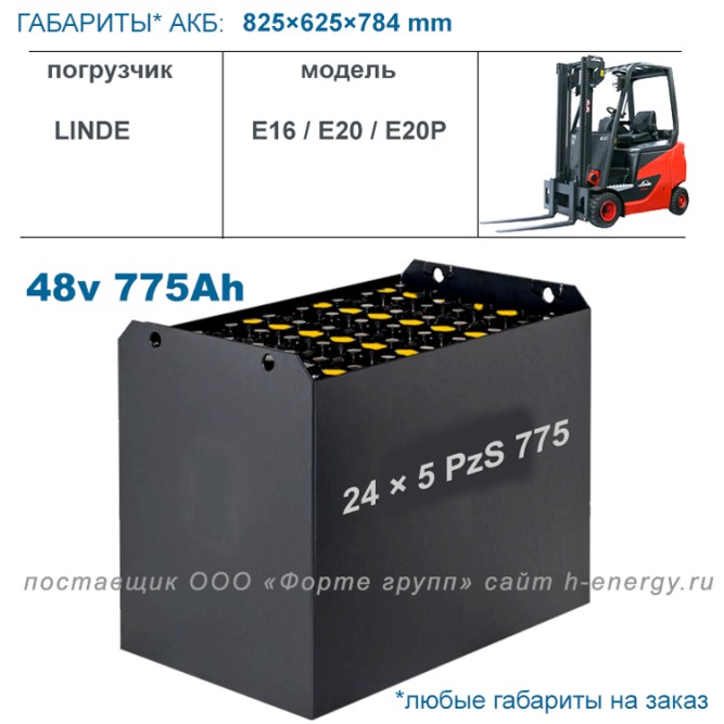 24×5 PzS 775 аккумулятор 48v 775Ah