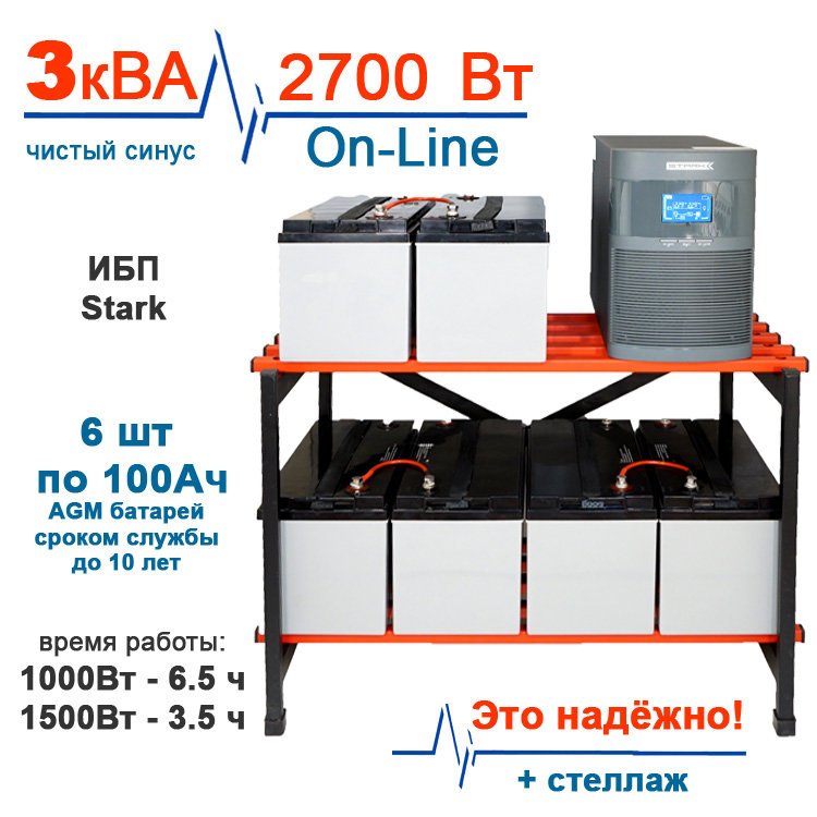 Комплект ИБП 3кВА Stark c АКБ 100ач для дома