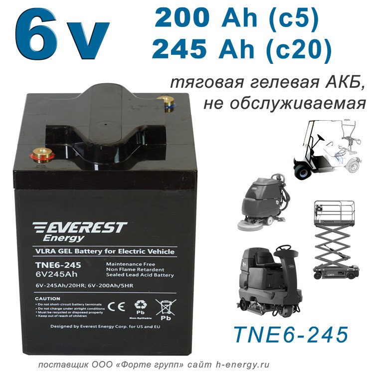 Тяговая батарея 6v Everest TNE 6-245