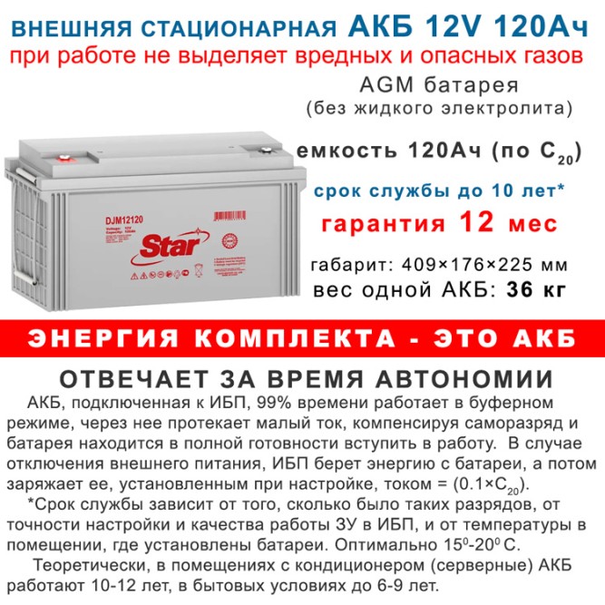 Плюс20:  Stark On-Line + 2х120Ah Star