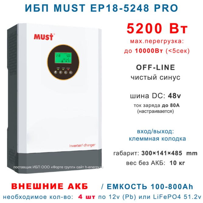 ИБП MUST EP18-5248 PRO (5 кВт)