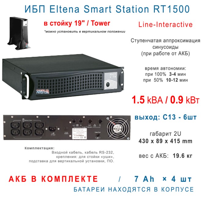 ИБП ELTENA Smart Station RT1500