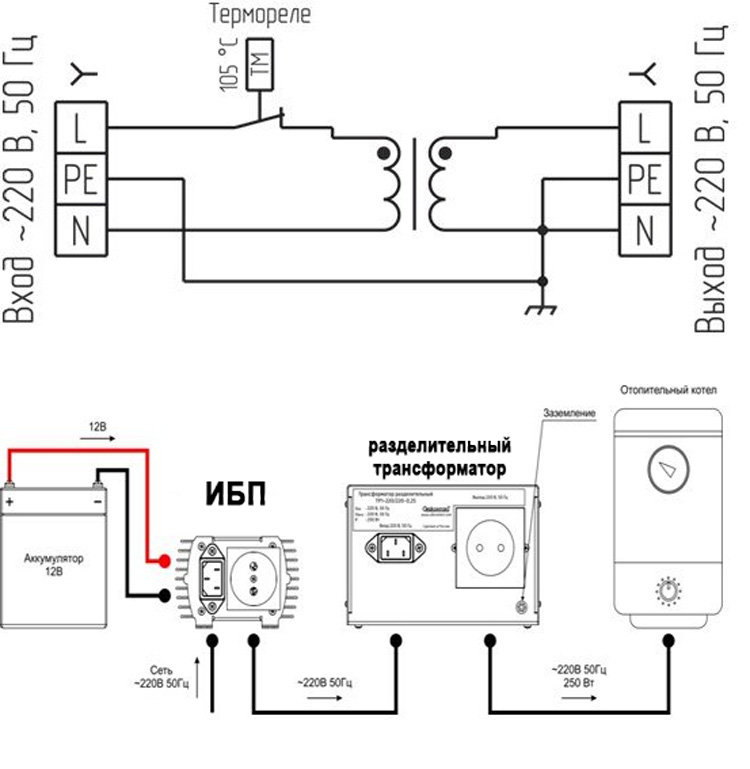 Разделительный трансформатор схема подключения к котлу