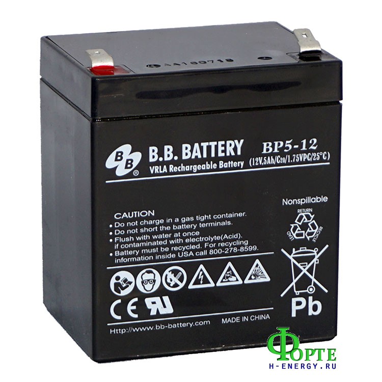 BB Battery BP 5-12 (12 вольт 5 а.час) АКБ для буферных режимов работы ИБП Т...
