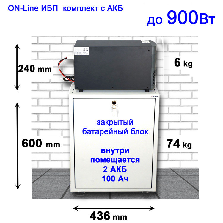 габарит  комплекта  ибп с АКБ в боксе