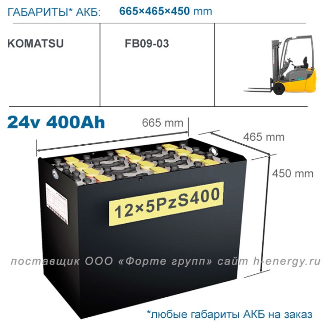 12×5 PzS 400 аккумулятор 24v 400Ah