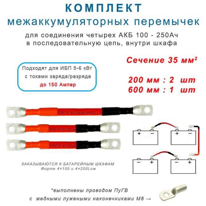 Комплект межаккумуляторных перемычек 3-35-M8