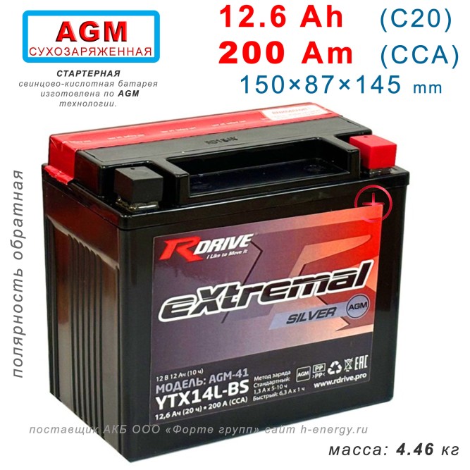 RDrive  Silver YTX14L-BS