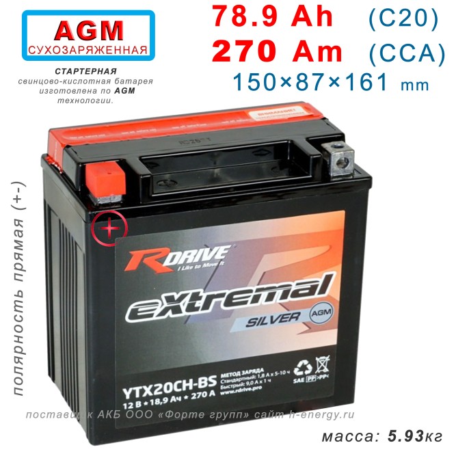 RDrive  Silver YTX20CH-BS