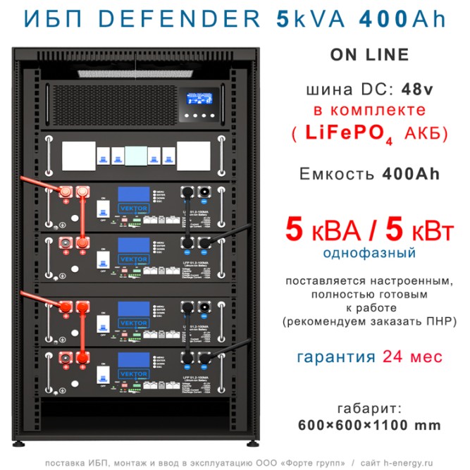 ИБП DEFENDER 3U 5/400  (5кВт, 400Ah)