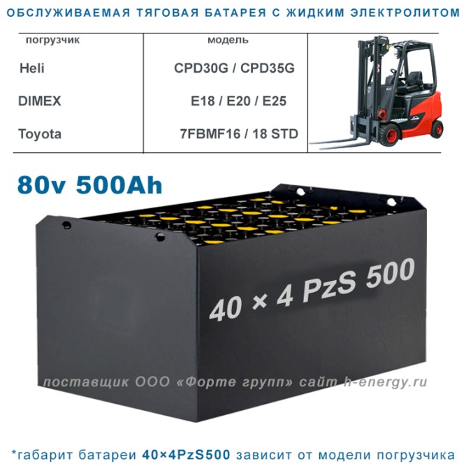 40×4 PzS 500 аккумулятор 80v 500Ah