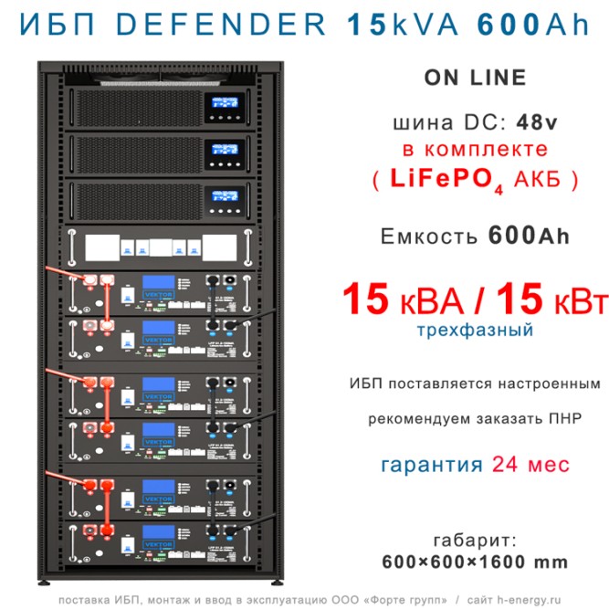 ИБП DEFENDER 15/600  трехфазный (15кВт, 600Ah)