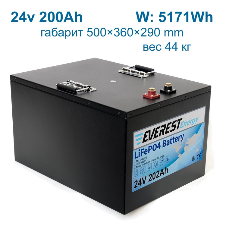 Литиевый тяговый аккумулятор Everest LFP-24V 202Аh