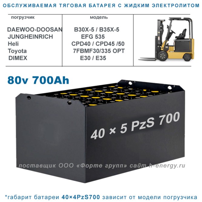 40×5 PzS 700 аккумулятор 80v 700Ah