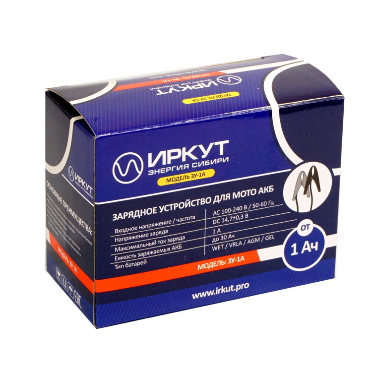 зарядное 12v Иркут ЗУ-1А для мото АКБ