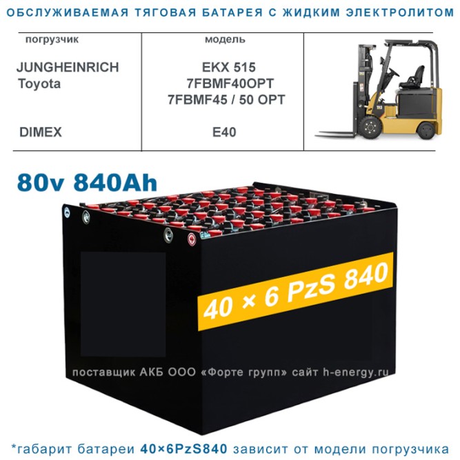 40×6 PzS 840 аккумулятор 80v 840Ah