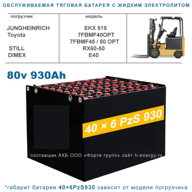 40×6 PzS 930 аккумулятор 80v 930Ah