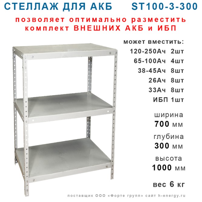 Стеллаж для АКБ  ST100-3-300