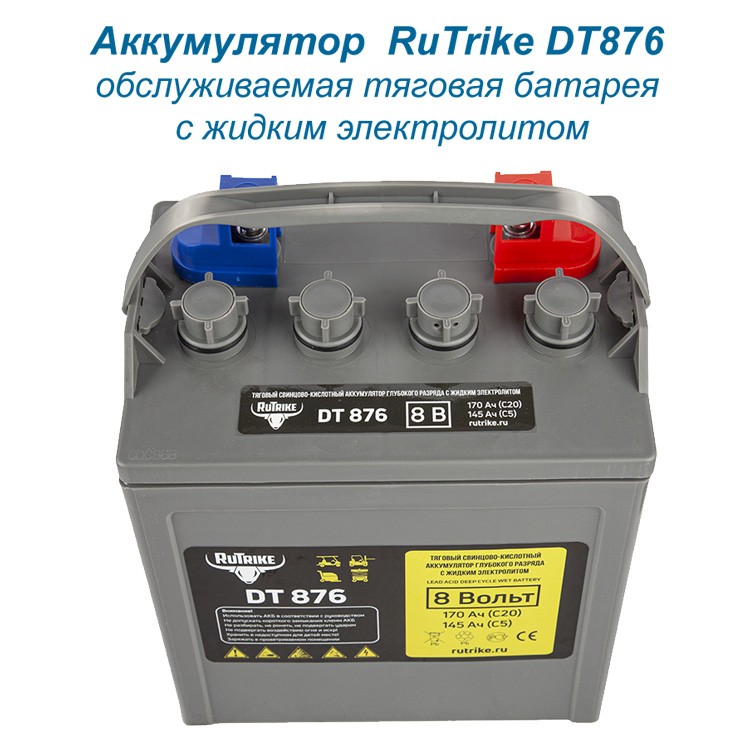 Тяговый WET аккумулятор Rutrike DT876 (T-875) 8V120A/H C3