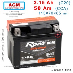 RDrive Silver YTX4L-BS