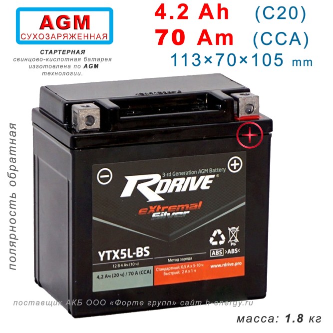 RDrive  Silver YTX5L-BS