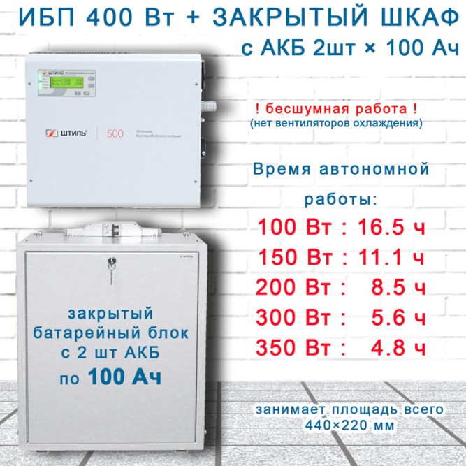 ИБП для котла Штиль SW500L + 2х100Ач в боксе.