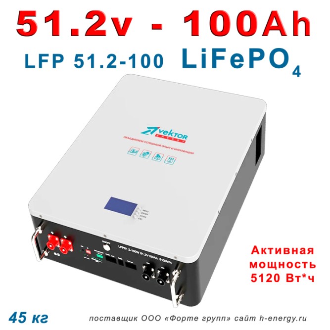 WALL-MOUNTED 51.2-100W (51.2В, 100 Ач, LiFePO4)