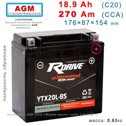 RDrive Silver YTX20L-BS