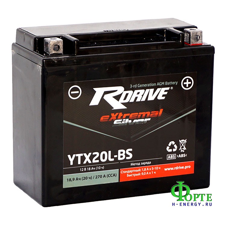 мотоаккумулятор rdrive extremal silver
ytx20l-bs