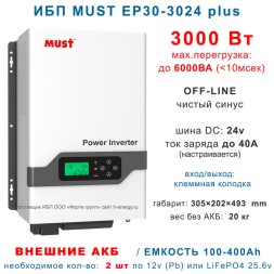 ИБП MUST EP30-3024 PLUS  (3 кВт) 